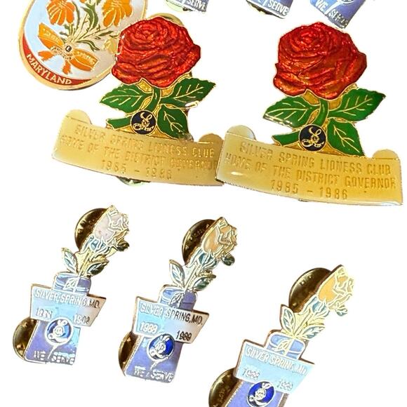 Lions Club Lioness Pins Lot Of 10 Rose State Of Maryland Pin Brooch Lapel Pins - Picture 11 of 15